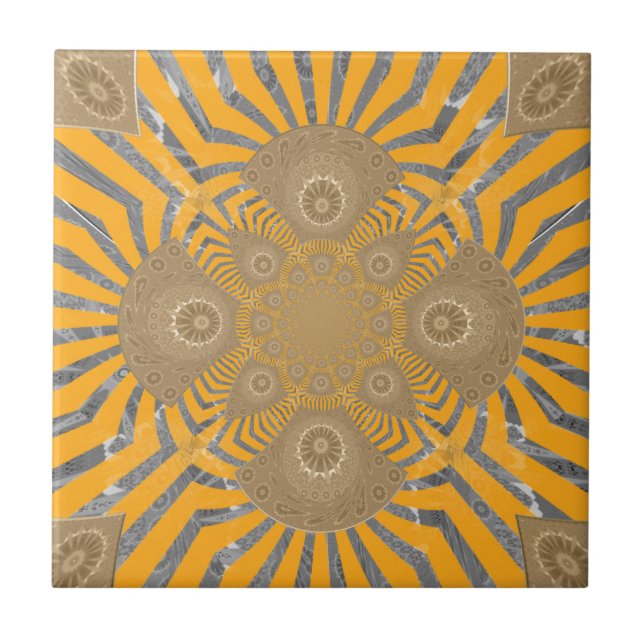 Gilded Zephyr: Elegance in Golden Yellow & Chrome Tile (Front)