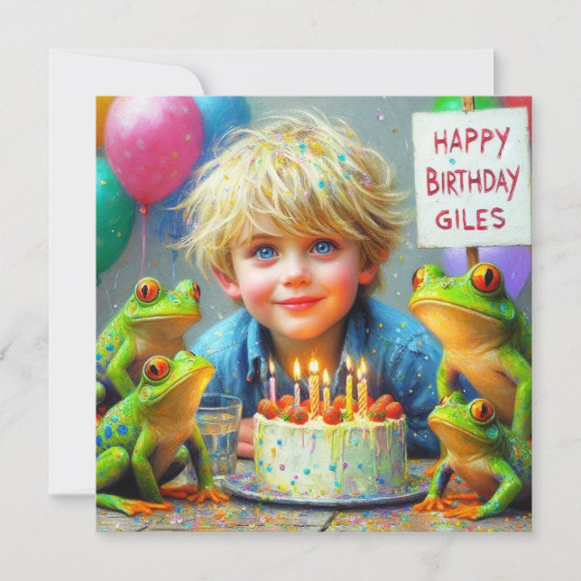 GILES ~ Carte d'anniversaire ~ Grenouilles ~ (Devant)