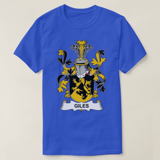 Giles Coat of Arms Family Crest  T-Shirt (Design Front)