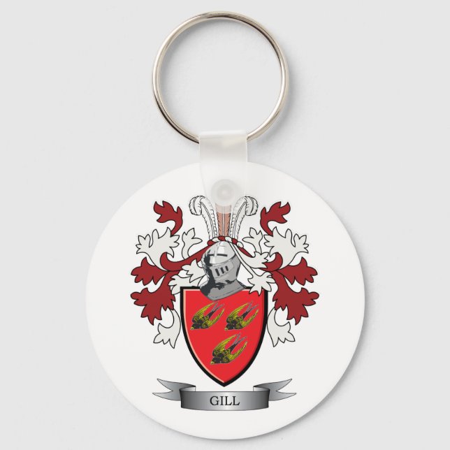 Gill Family Crest Coat of Arms Keychain (Front)