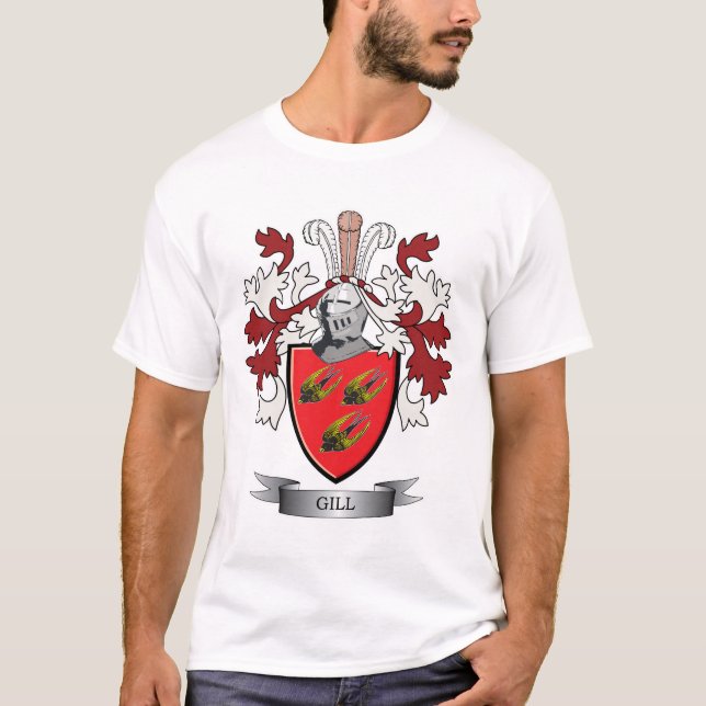 Gill Family Crest Coat of Arms T-Shirt (Front)
