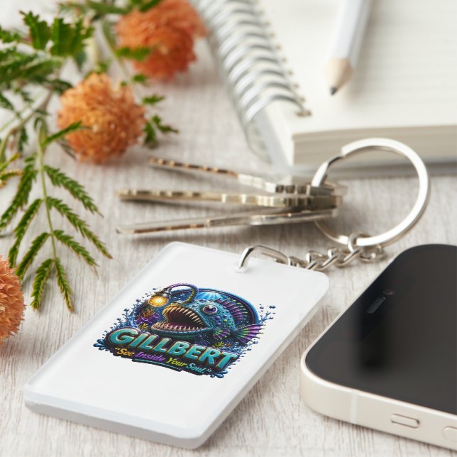 Gillbert Anglerfish – “See Inside Your Soul” Funny Keychain (Front Right)