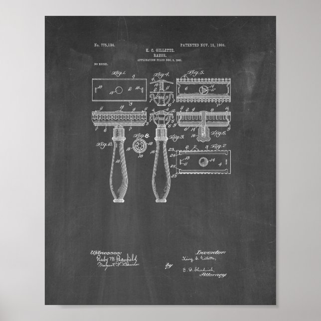 Gillette Razor Patent - Tableau de bord (Devant)