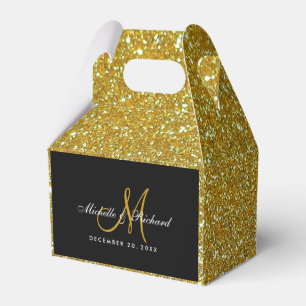 Gilly Gold Glitter Monogram Wedding Favour Box