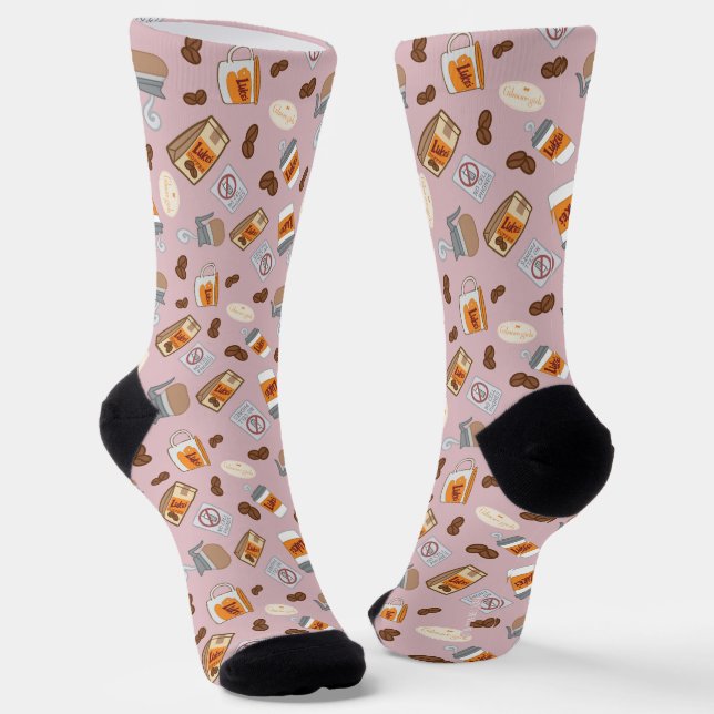Gilmore Girls | Luke's Diner Coffee Pattern Socks (Angled)