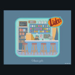 Gilmore Girls | Luke's Diner Graphic Poster<br><div class="desc">Step inside the heart of Stars Hollow with this charming illustration of Luke's Diner. From the classic counter stools to the colourful chalkboard menu,  this design captures every detail of the beloved local hangout.</div>