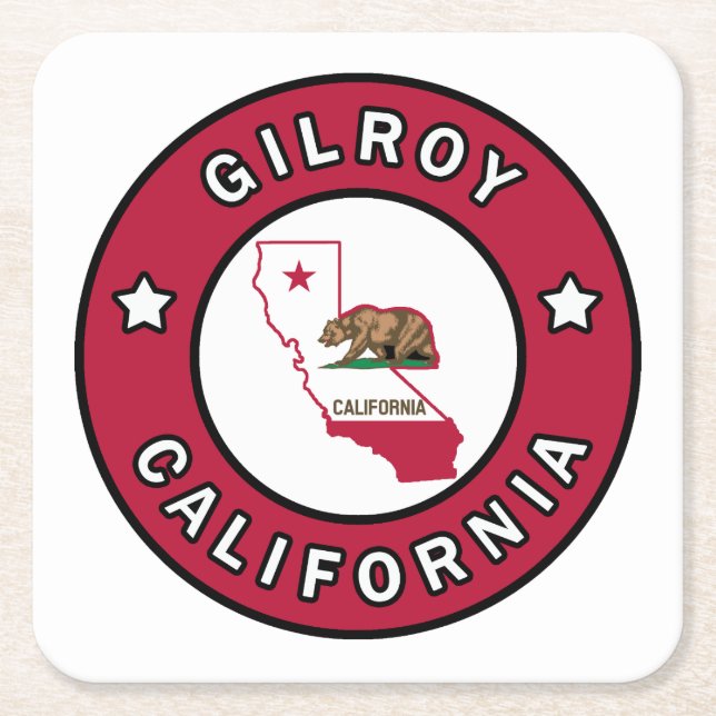 Gilroy California Square Paper Coaster (Front)