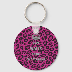 Gilry chic Save water drink champagne white Keychain