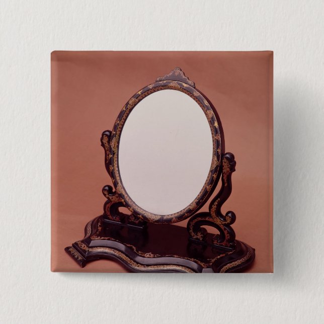Gilt-painted papier-mache mirror, c.1890 2 inch square button (Front)