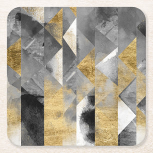 Gilt Reflections I Square Paper Coaster