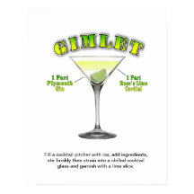 Gimlet Martini Cocktail Recette 16"x20" Poster d'a