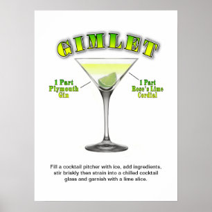 Gimlet Martini Cocktail Recette 18"x24" Poster d'a