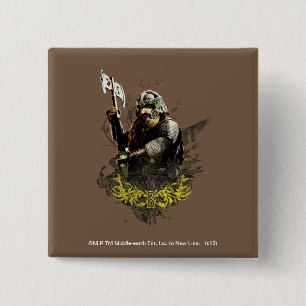 GIMLI™ With Axe Vector Collage 2 Inch Square Button