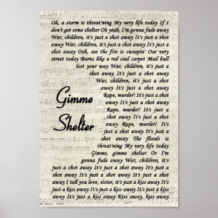 Gimme Shelter Vintage Script Song Lyric Print