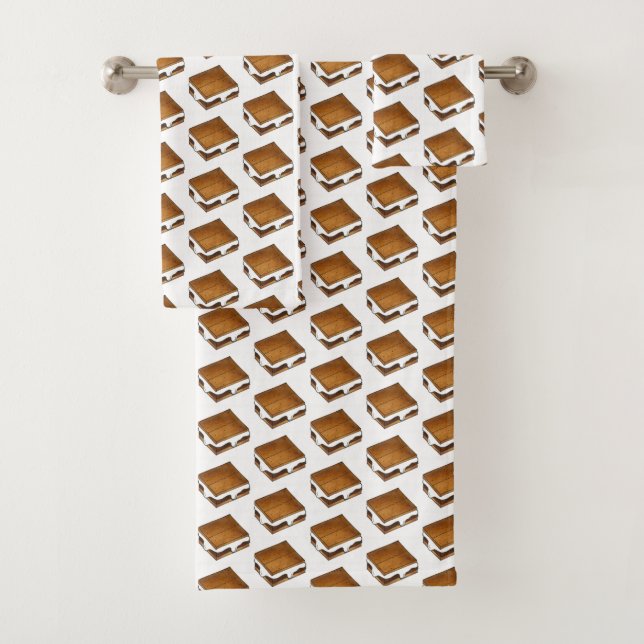 Gimme Smore Campfire S'mores Marshmallow Smores Bath Towel Set (Insitu)