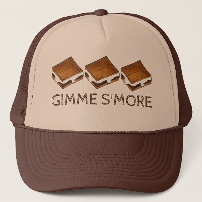Gimme Smore Chocolate S'mores Camping Campfire Trucker Hat (Front)