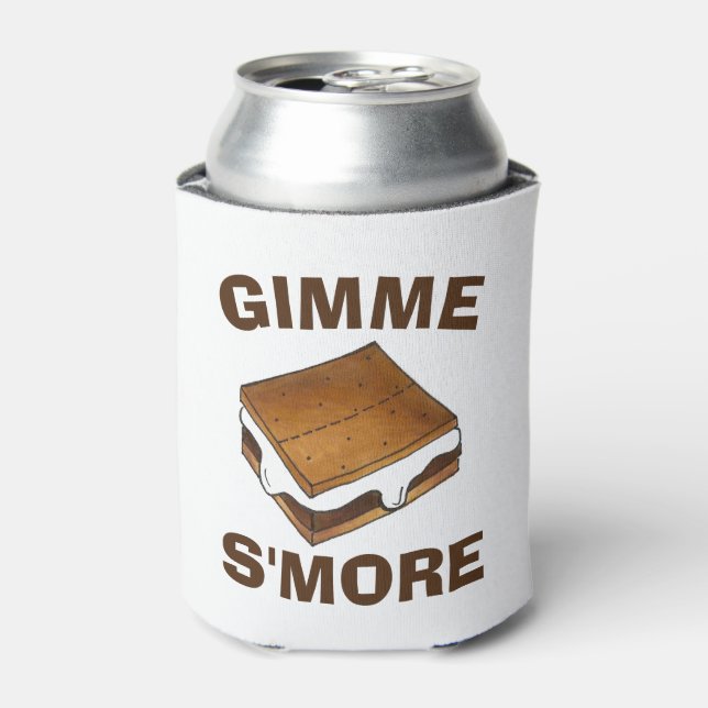 Gimme S'more Marshmallow Campfire S'mores Camp Can Cooler (Can Front)