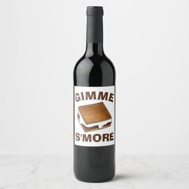 Gimme S'more Marshmallow Campfire S'mores Camp Wine Label (Front)