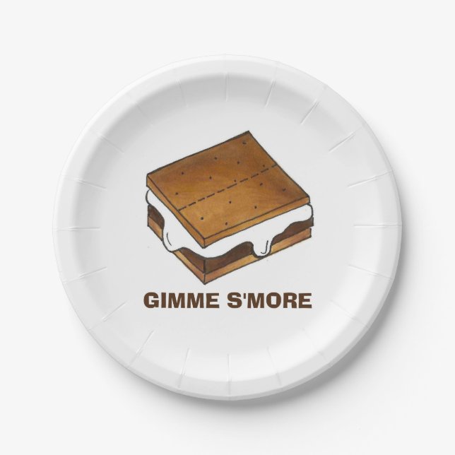 Gimme Smore Roasted Campfire S'mores Camp Picnic Paper Plate (Front)
