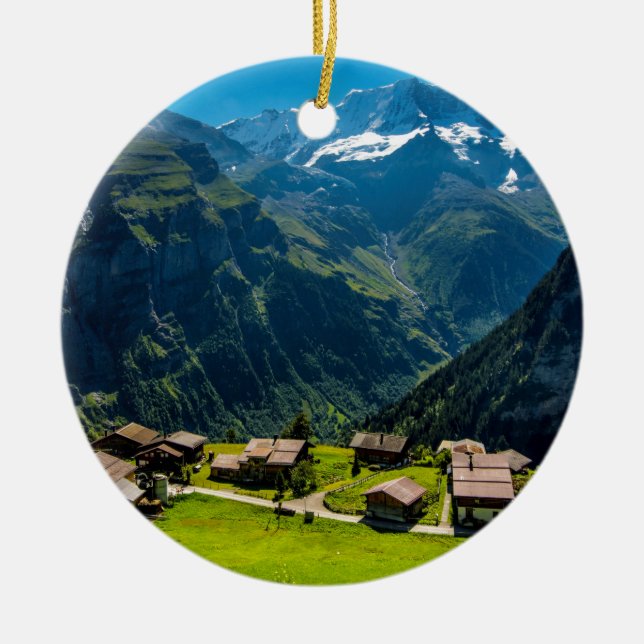 Gimmelwald In Swiss Alps - Switzerland Ceramic Ornament (Front)