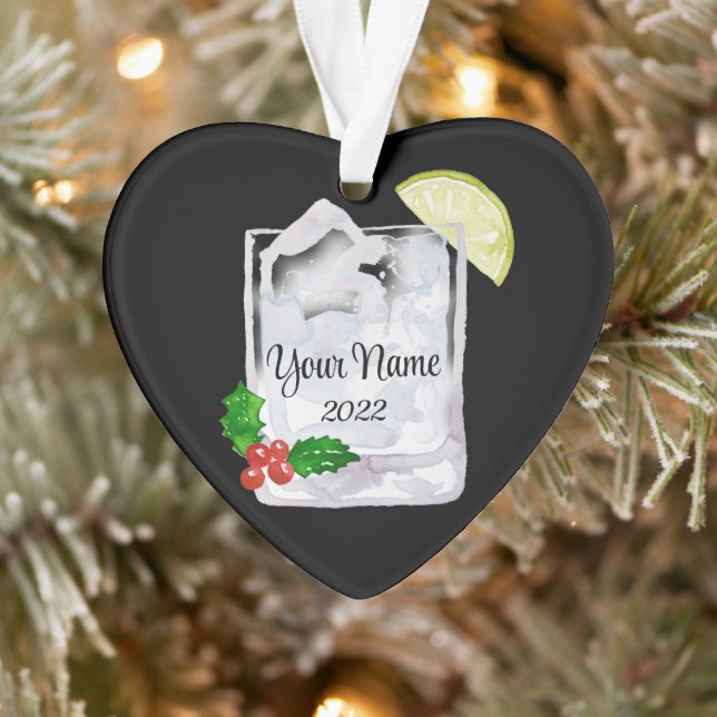 Gin and Tonic Cocktail Personalized Ornament (Tree)