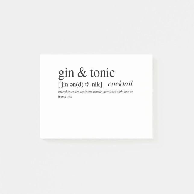 Gin and Tonic Post-it Notes (Front)