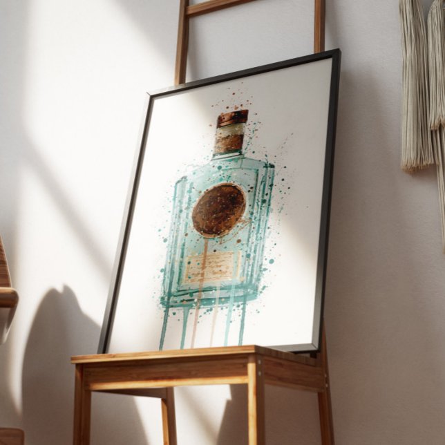 Gin Bottle Wall Art Print Blue (Creator Uploaded)