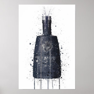 Gin Bottle Wall Art Print 'Dark Granite'