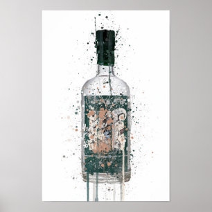 Gin Bottle Wall Art Print 'Deep Pine'