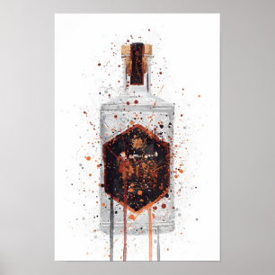 Gin Bottle Wall Art Print 'Honeycomb'