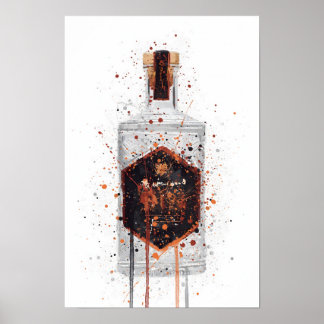Gin Bottle Wall Art Print 'Honeycomb'
