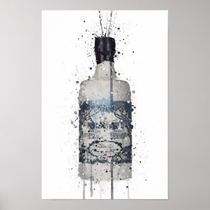 Gin Bottle Wall Art Print 'Rock Pool'