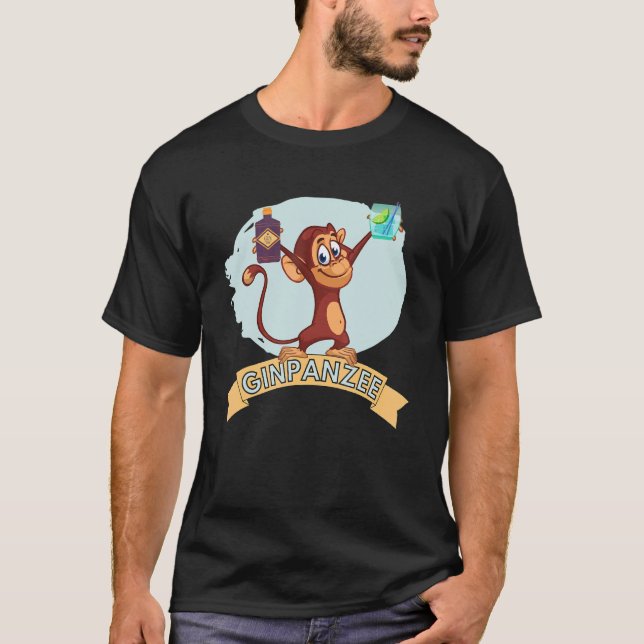 Gin Chimp Likes To Drink Gin Cocktails With Friend T-Shirt (Front)