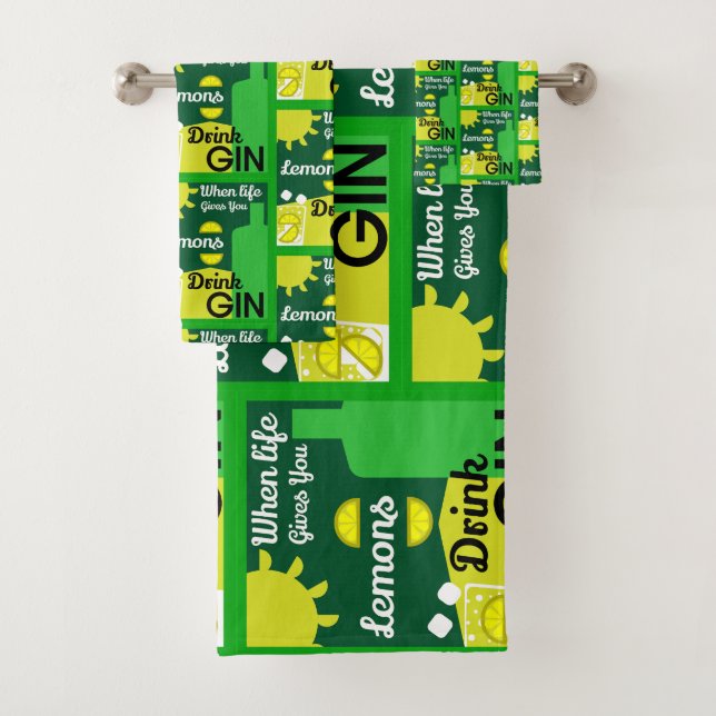 Gin Drinkers | Love Gin | Home Decor | Bars Servin Bath Towel Set (Insitu)