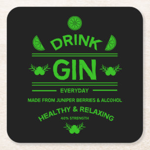 Gin Drinkers   Love Gin   Home Decor   Bars Servin Square Paper Coaster