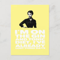 Gin et Tonic Diet vintage dame Carte postale