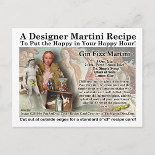 Gin Fizz Martini Recipe Postcard