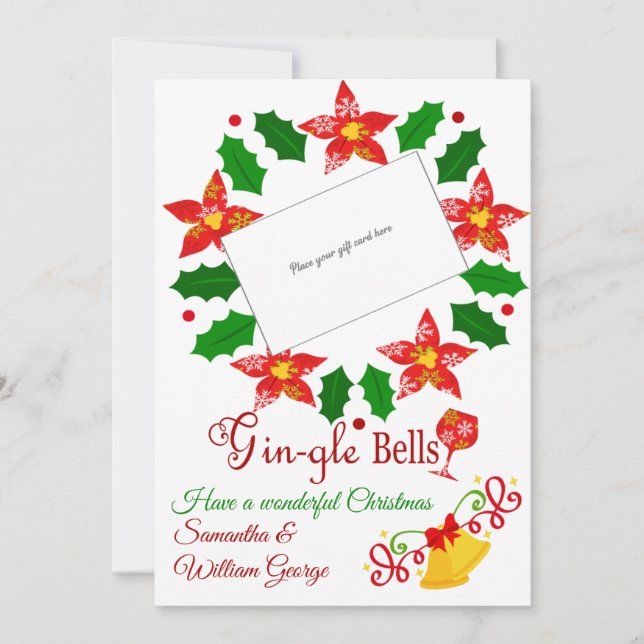 Gin-gle Bells Holiday Gift Card Holder (Front)