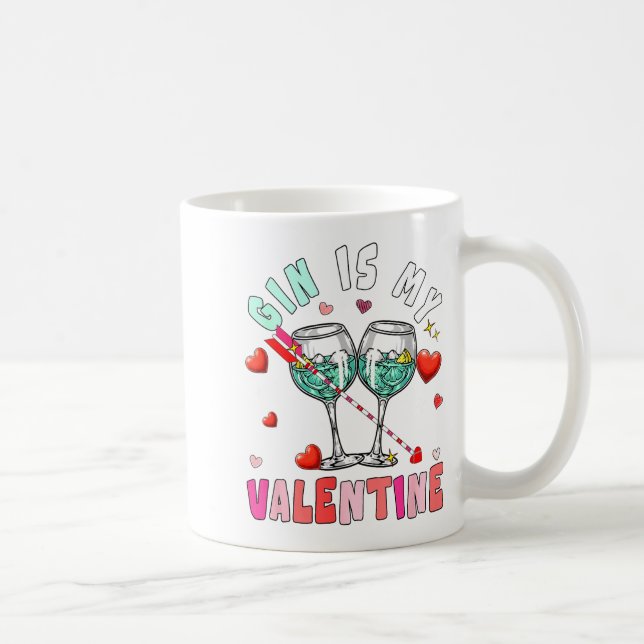 Gin Is My Valentine Hearts Matching Drinker Family Coffee Mug (Right)