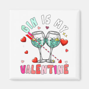 Gin Is My Valentine Hearts Matching Drinker Family Magnet