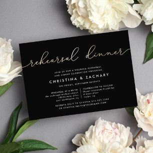 Gin Lane   Modern Faux Gold Rehearsal Dinner Invitation