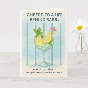 Gin Lover Greeting Card   Cocktail Bar Humor 