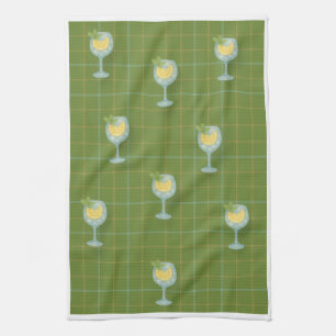 Gin Lover Plaid Tea Towel – Olive  & Ivory 