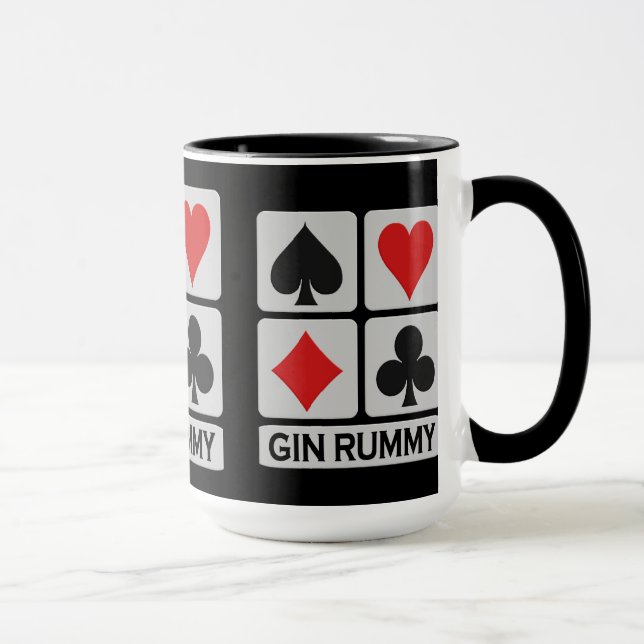 Gin Rummy Player mug - choose style & colour (Right)