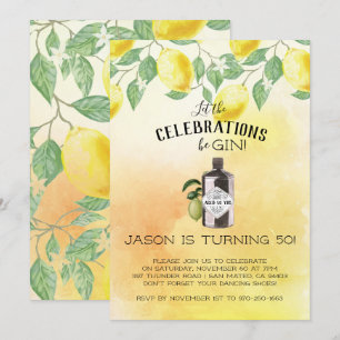 Gin Themed Birthday Party Invitation