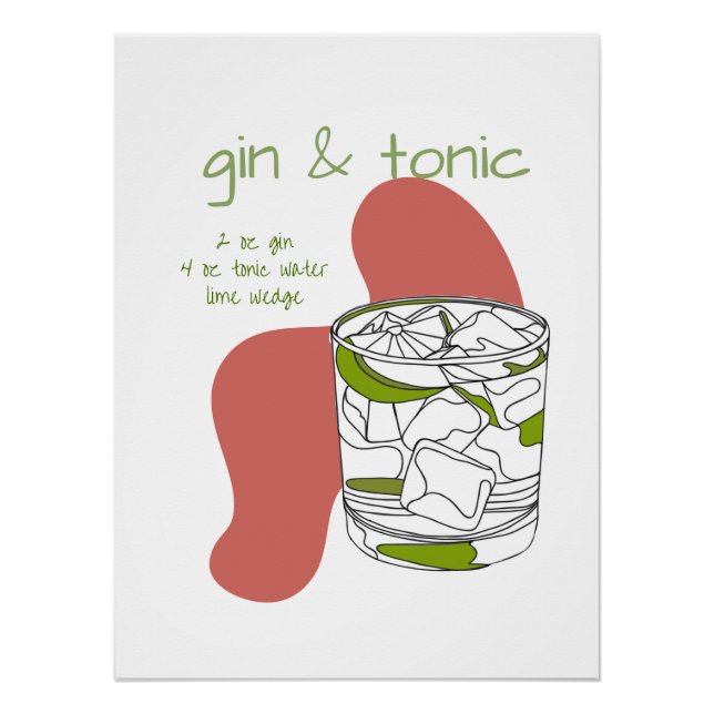 Gin & Tonic Art Print - Modern Drink Art (Front)