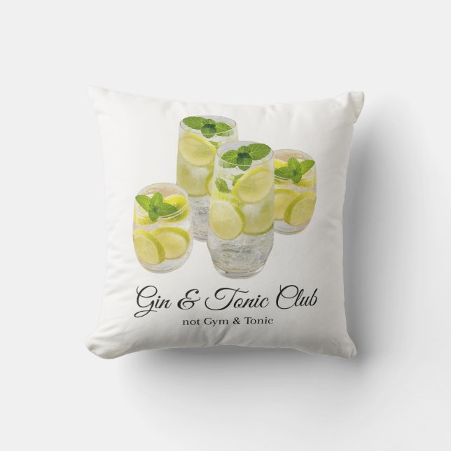 Gin & Tonic Club Outdoor Pillow (Front)