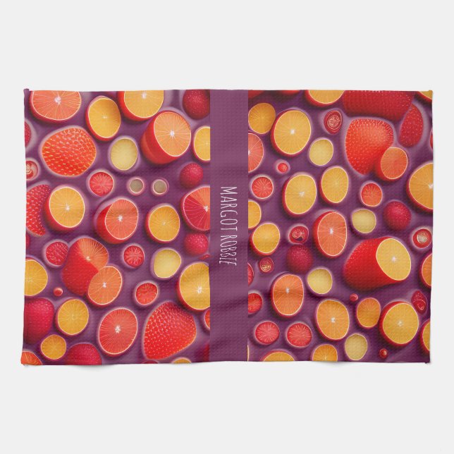 Gin Tonic Orange Colourful Pattern Kitchen Towel (Horizontal)
