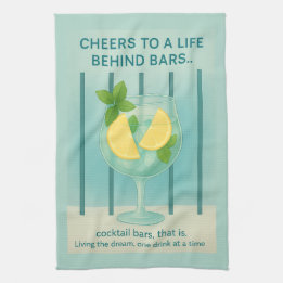 Gin & Tonic Tea Towel | Duck Egg Blue Kitchen Gift