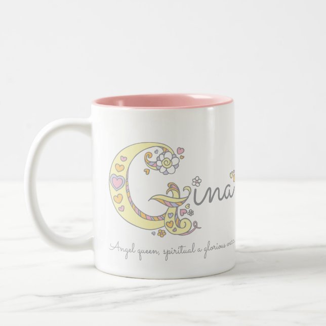 Gina letter G name meaning monogram mug (Left)